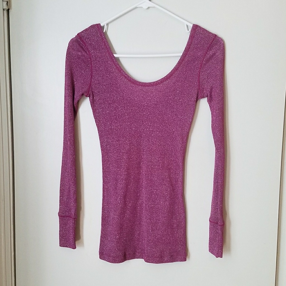 Victoria's Secret Tee Shop Berry Silver Shirt S Sm